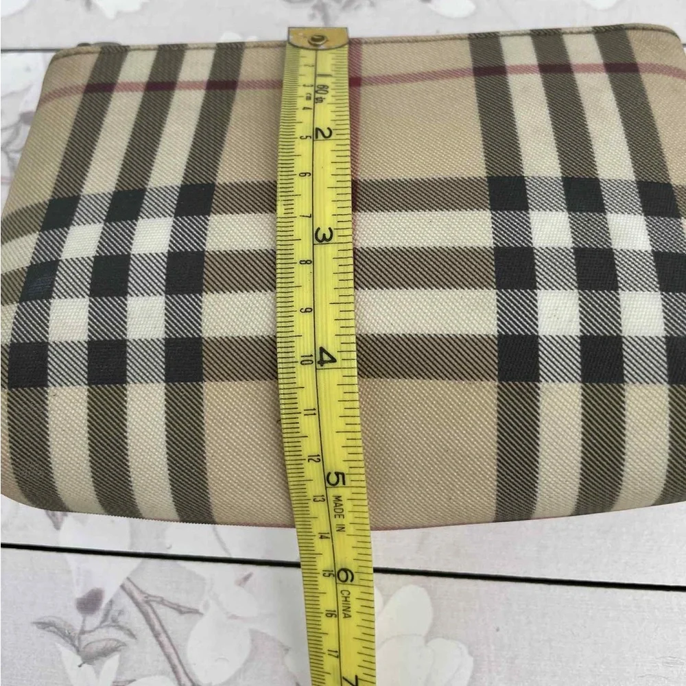 Burberry Beige and Black Check Cosmetic Bag